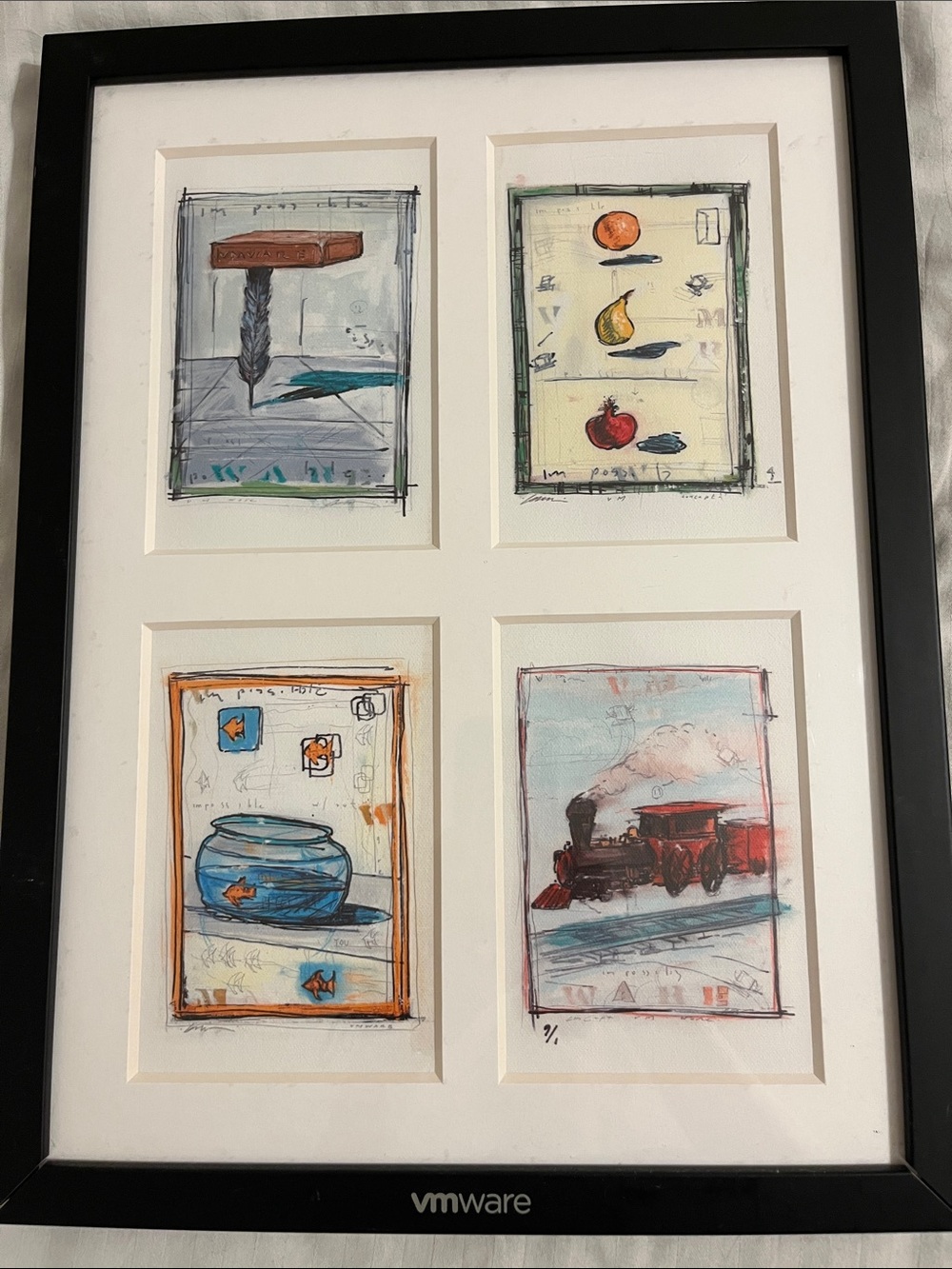 Paul Gibson VMWare Black Framed Four-Panel Art - Multicolor Accents